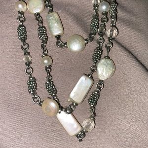 Matching silver/stone necklace and bracelet